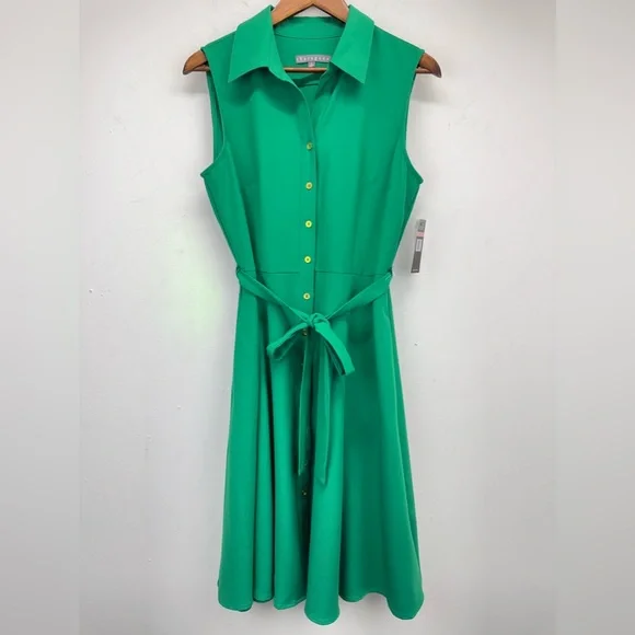 Sharagano Sleeveless Midi Shirtdress in Shamrock Green at Nordstrom Rack, Size 10